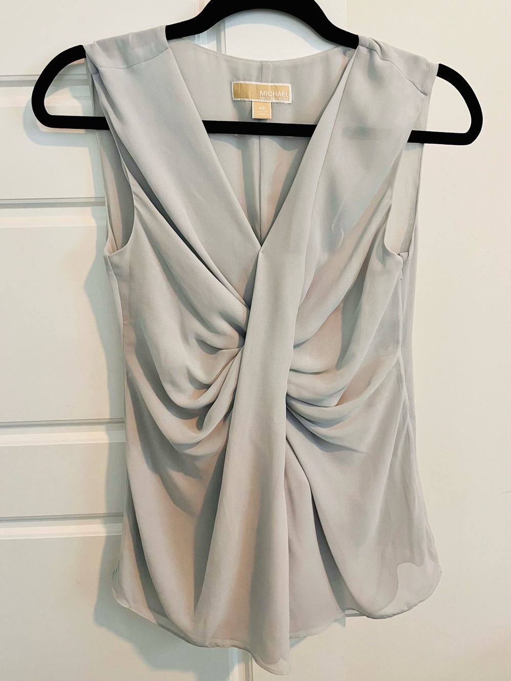 MICHAEL Michael Kors Light Gray Draped Twist-Front Sleeveless Camisole